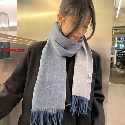 エルメス 拼色カシミヤスカーフ 30x180cm