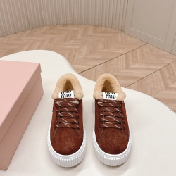 【MIUMIU】ウールスニーカー厚底スニーカービスケットシューズレディース