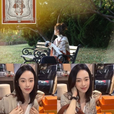 エルメス ブラウンカラー。秋冬に最適。70％カシミヤ30％シルク