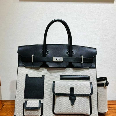 HERMES HAC 40 カーゴ キャンバス×スウィフト メンズ 40×30×15cm