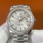 ROLEX 218349A デイデイト II 41mm シルバー ベゼルダイヤ