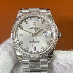 ROLEX 218349A デイデイト II 41mm シルバー ベゼルダイヤ