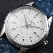 PATEK PHILIPPE カラトラバ ホワイト文字盤 ブルー革バンド 実老舗