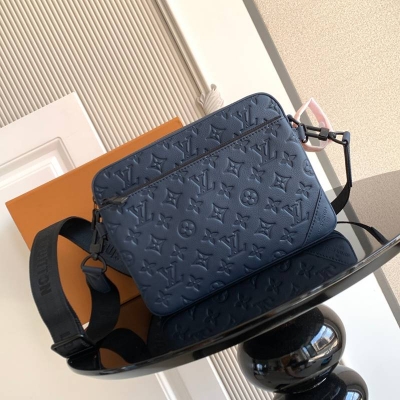 LOUIS VUITTON トリオ メッセンジャーバッグ モノグラムシャドウ カーフレザー メンズ 25×18.5×7cm