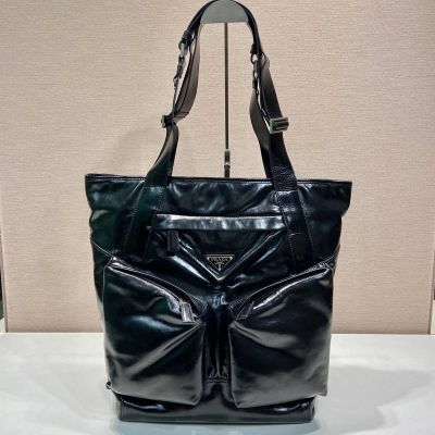 PRADA トートバッグ ワックスレザー メンズ 31.5×42.5×16cm