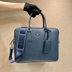 PRADA ブリーフケース クロスグレインレザー メンズ 38×29×5cm