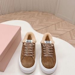【MIUMIU】ウールスニーカー厚底スニーカービスケットシューズレディース