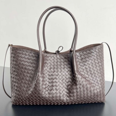 BV トートバッグ レザー ハンドバッグ 編み込み 23×43×14.5cm