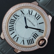 CARTIER バロンブルー 46mm ベゼル全面ダイヤ ダークグレーバンド お買得