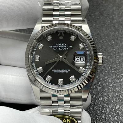 ROLEX 126234G CLEAN製 36mm ブラック 10Pダイヤ 3235自動巻き 2024