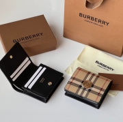 BURBERRY ヴィンテージチェック 折りたたみ財布 カーフレザー メンズ 10×8.5×3.5cm