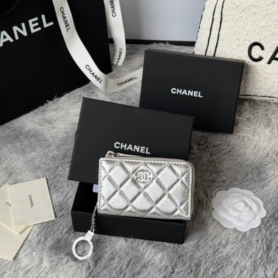 CHANEL L字ジップコインパース ラムスキン レディース 12×7cm