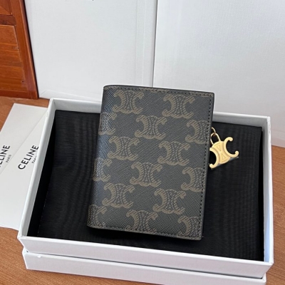CELINE トリオンフ ショートウォレット トリオンフ キャンバス レディース 9×10.5×2cm