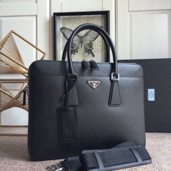 PRADA ブリーフケース クロスグレインレザー メンズ 36.5×28×5cm