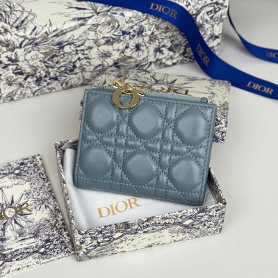 DIOR カロ ダリア ウォレット ラムスキン レディース 11.5×9×2cm