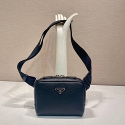 PRADA ウエストバッグ ディアスキン レザー メンズ 19.5×13.5×6cm