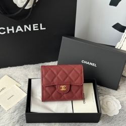 CHANEL 三つ折り財布 カーフレザー レディース 10.5×11.5×3cm