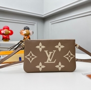 LOUIS VUITTON ダブルジッピー ポシェット モノグラム アンプラント レザー レディース 20×12.5×3cm