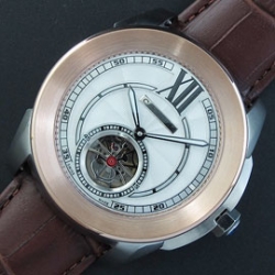 CARTIER カリブル ドゥ Asian 21600振動 自動巻き クロノメーター ホワイト 優良技術