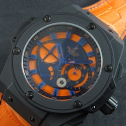 HUBLOT キングパワー クォーツ搭載 クロノグラフ 革バンド 安心購入