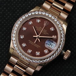 ROLEX デイトジャスト ピンクゴールド 全面ダイヤベゼル 品質保証