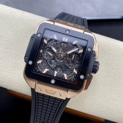 HUBLOT スクエアバン 821.OM.0180.RX ウニコ キングゴールド セラミック BBF信頼と実績