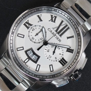 CARTIER カリブル ドゥ 白文字盤 クロノグラフ 男に似合う腕時計