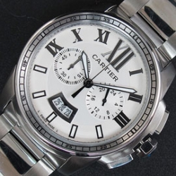 CARTIER カリブル ドゥ 白文字盤 クロノグラフ 男に似合う腕時計