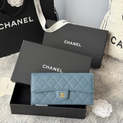 CHANEL CF ロングウォレット カーフレザー レディース 10.5×19×3cm
