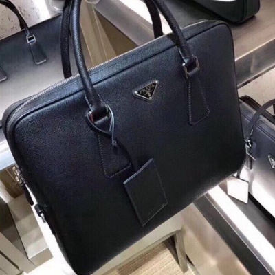 PRADA ブリーフケース サフィアーノレザー メンズ 36×28×5cm