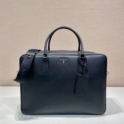 PRADA ブリーフケース クロスグレインレザー メンズ 42×30×12cm