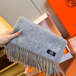 エルメス 両面ラムカシミヤスカーフ 30x180cm