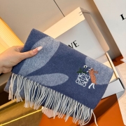 ロエベ めったに見ない優しい色合い。両面配色。カシミヤ 30 x 180cm