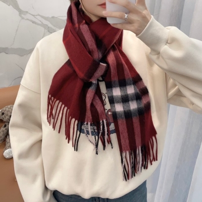 バーバリー クラシックカシミヤチェックスカーフ 30x168cm