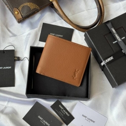 YSL 二つ折り財布 カーフレザー メンズ 11×9.5×2.5cm