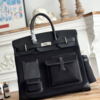 HERMES HAC 40 カーゴ キャンバス×スウィフト メンズ 40×30×15cm
