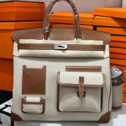 HERMES HAC 40 カーゴ キャンバス×スウィフト メンズ 40×30×15cm