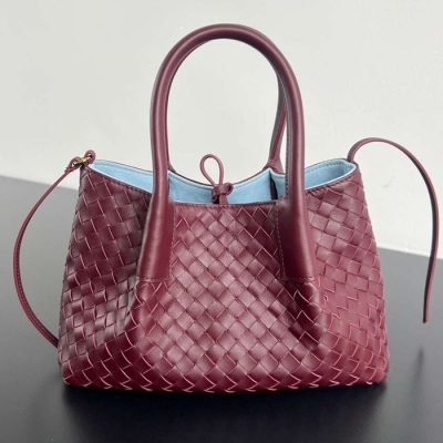 BV トートバッグ レザー ハンドバッグ 編み込み 15×24×12cm