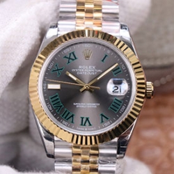 ROLEX M126333 デイトジャスト 41mm グレー/グリーンローマ ジュビリー