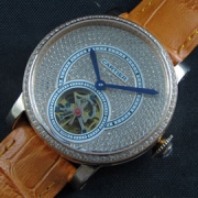 CARTIER ロトンド ドゥ ダークイエロー革ベルト リピーター