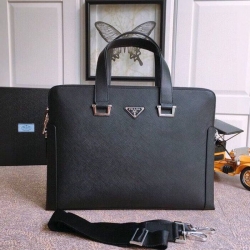PRADA ブリーフケース クロスグレインレザー メンズ 39×29×7cm
