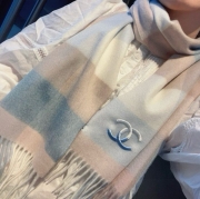 シャネル 100％プレミアムカシミヤ水波模様スカーフ 30x180cm