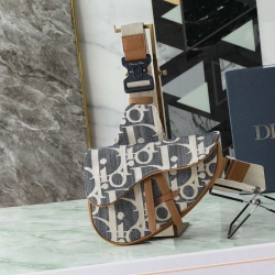 DIOR サドル ショルダーバッグ ラフィア オブリーク メンズ 27×20×5cm