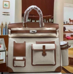 HERMES HAC 40 カーゴ キャンバス×スウィフト メンズ 40×30×15cm