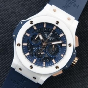 HUBLOT アエロバン クォーツ搭載 ダークブルー クロノグラフ ラバーベルト