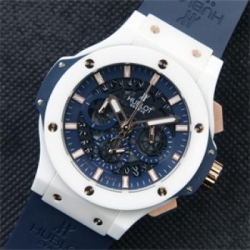 HUBLOT アエロバン クォーツ搭載 ダークブルー クロノグラフ ラバーベルト