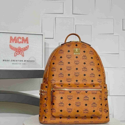 MCM スタイル ビゼトス スターク ミディアム リュック ナッパレザー コニャック サイズ：41×15.5×33.5cm