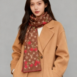 ルイ ヴィトン LV×TMモノグラムチェリー 両面シルクベロア同色スカーフ 60x180cm