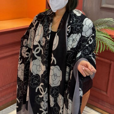 シャネル 新作 カメリアカシミヤスカーフ 100x200cm