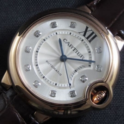 CARTIER バロンブルー Asain ETA搭載 自動巻き ピンクゴールド 革ベルト 高評価